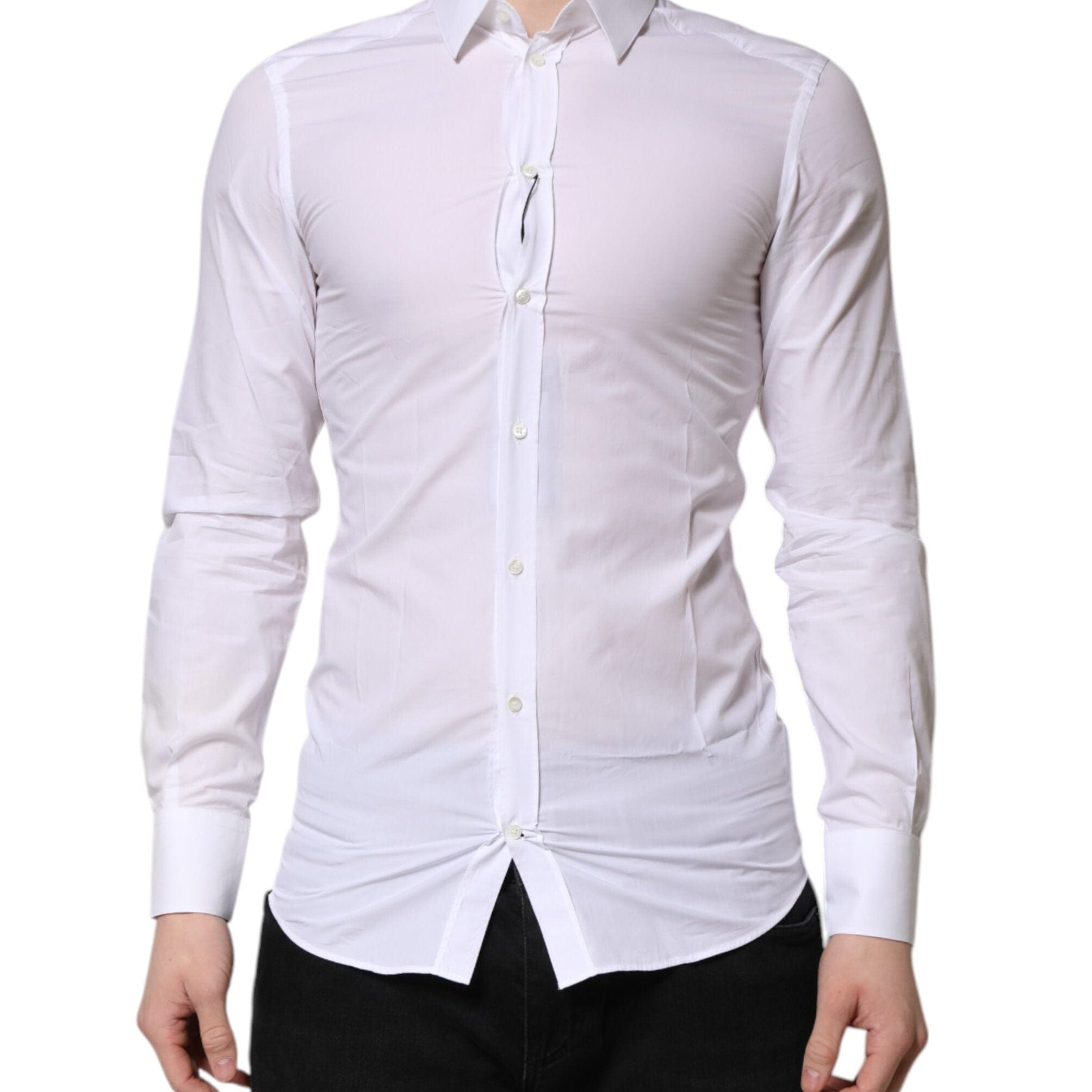 Dolce & Gabbana Dress Shirts IT38 | XS Dolce & Gabbana White GOLD Long Sleeves Dress Men Formal Shirt