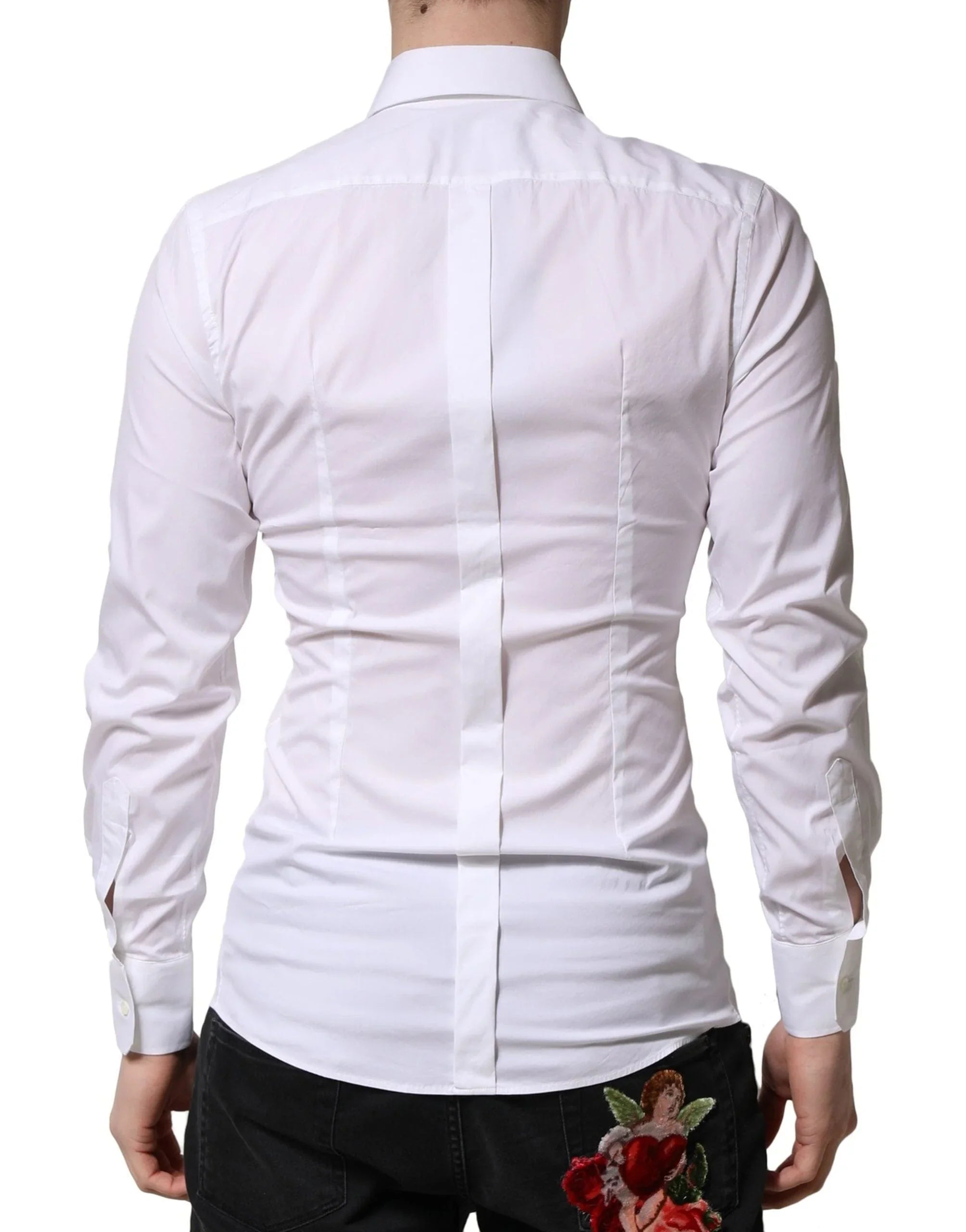 Dolce & Gabbana Dress Shirts IT38 | XS Dolce & Gabbana White GOLD Long Sleeves Men Dress Formal Shirt