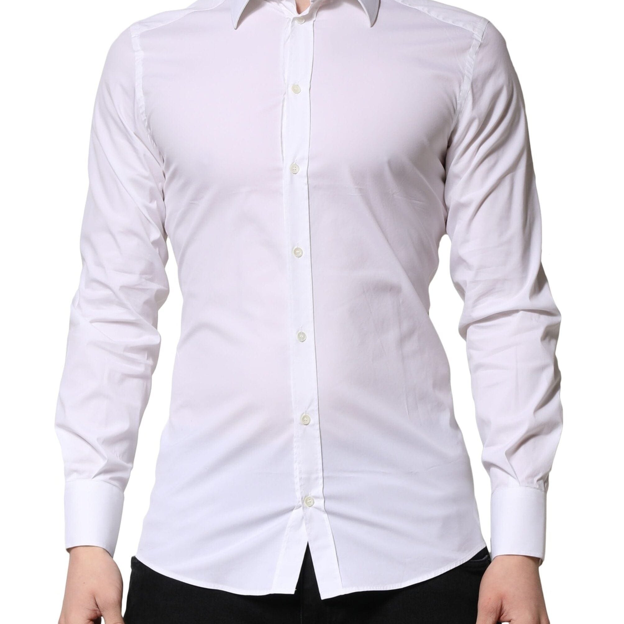 Dolce & Gabbana Dress Shirts IT38 | XS Dolce & Gabbana White GOLD Long Sleeves Men Dress Formal Shirt