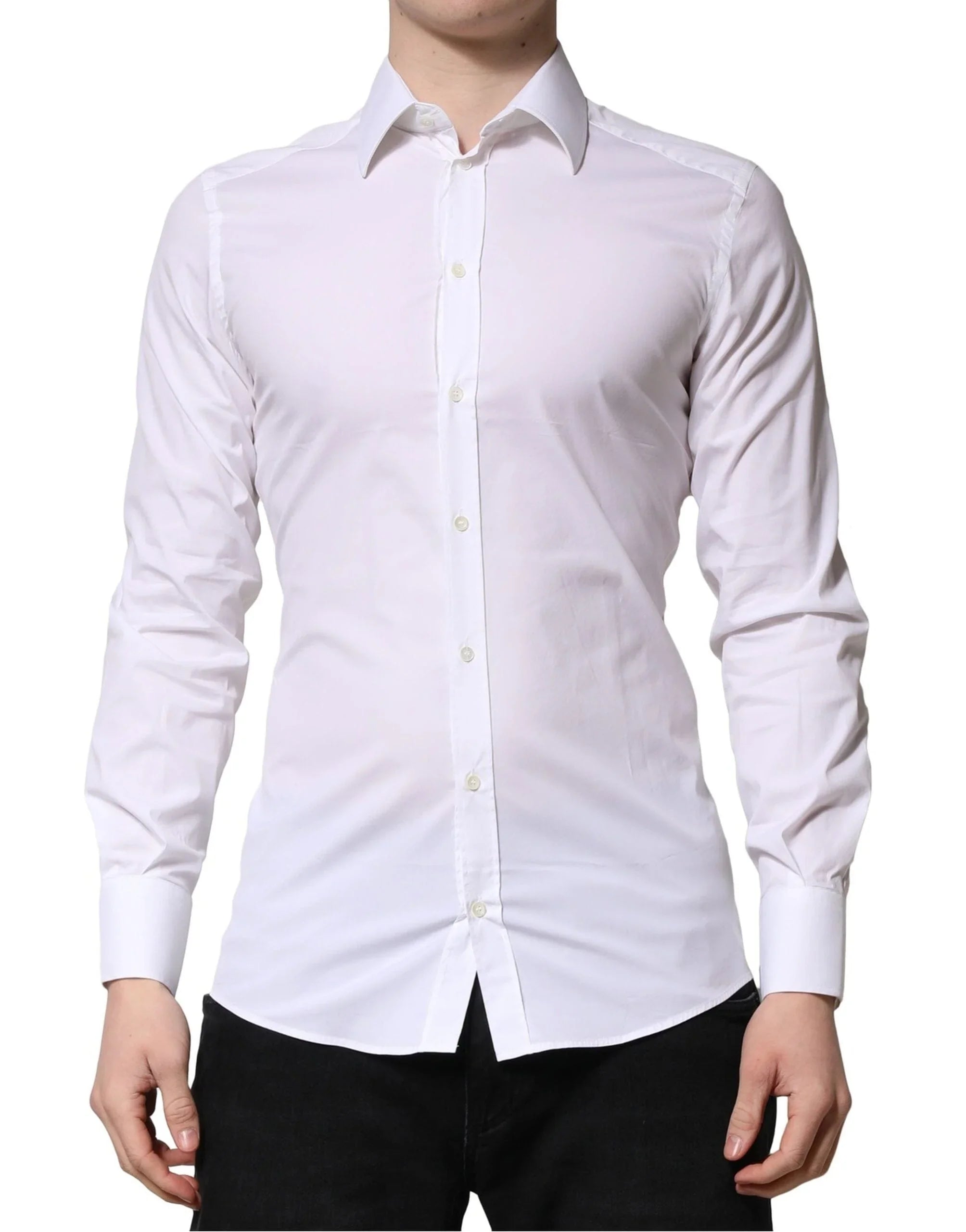 Dolce & Gabbana Dress Shirts IT38 | XS Dolce & Gabbana White GOLD Long Sleeves Men Dress Formal Shirt