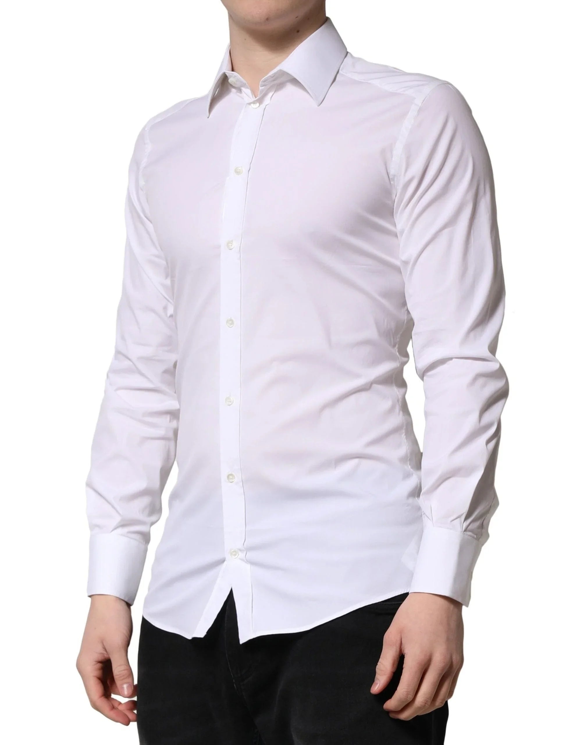 Dolce & Gabbana Dress Shirts IT38 | XS Dolce & Gabbana White GOLD Long Sleeves Men Dress Formal Shirt
