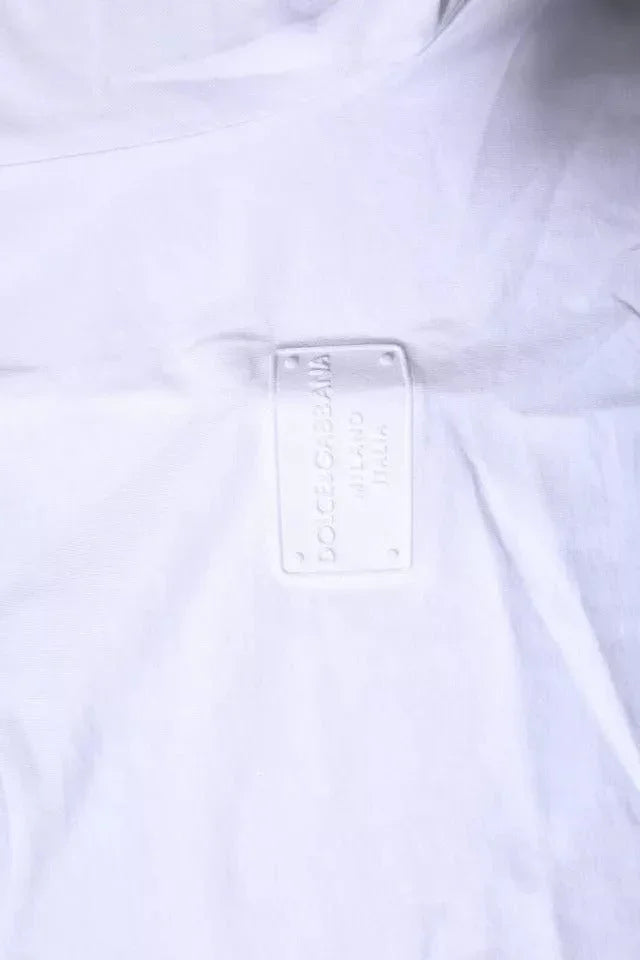 Dolce & Gabbana T-Shirts Dolce & Gabbana White Logo Plaque Cotton Crew Neck T-shirt