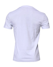 Dolce & Gabbana T-Shirts Dolce & Gabbana White Logo Plaque Cotton Crew Neck T-shirt