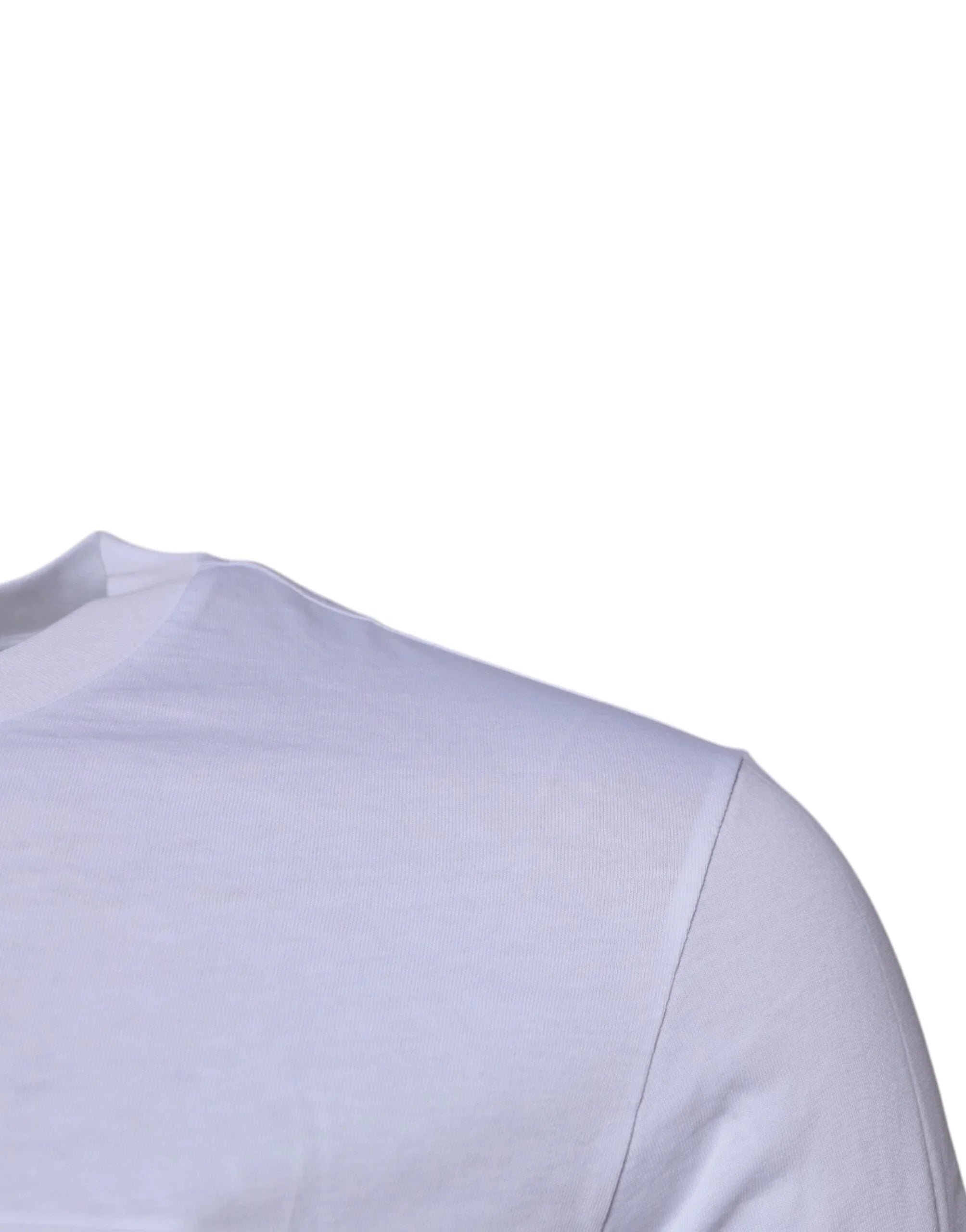 Dolce & Gabbana T-Shirts Dolce & Gabbana White Logo Plaque Cotton Crew Neck T-shirt