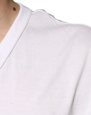 Dolce & Gabbana T-Shirts IT56 | XXL Dolce & Gabbana White Logo V-neck Short Sleeve T-shirt
