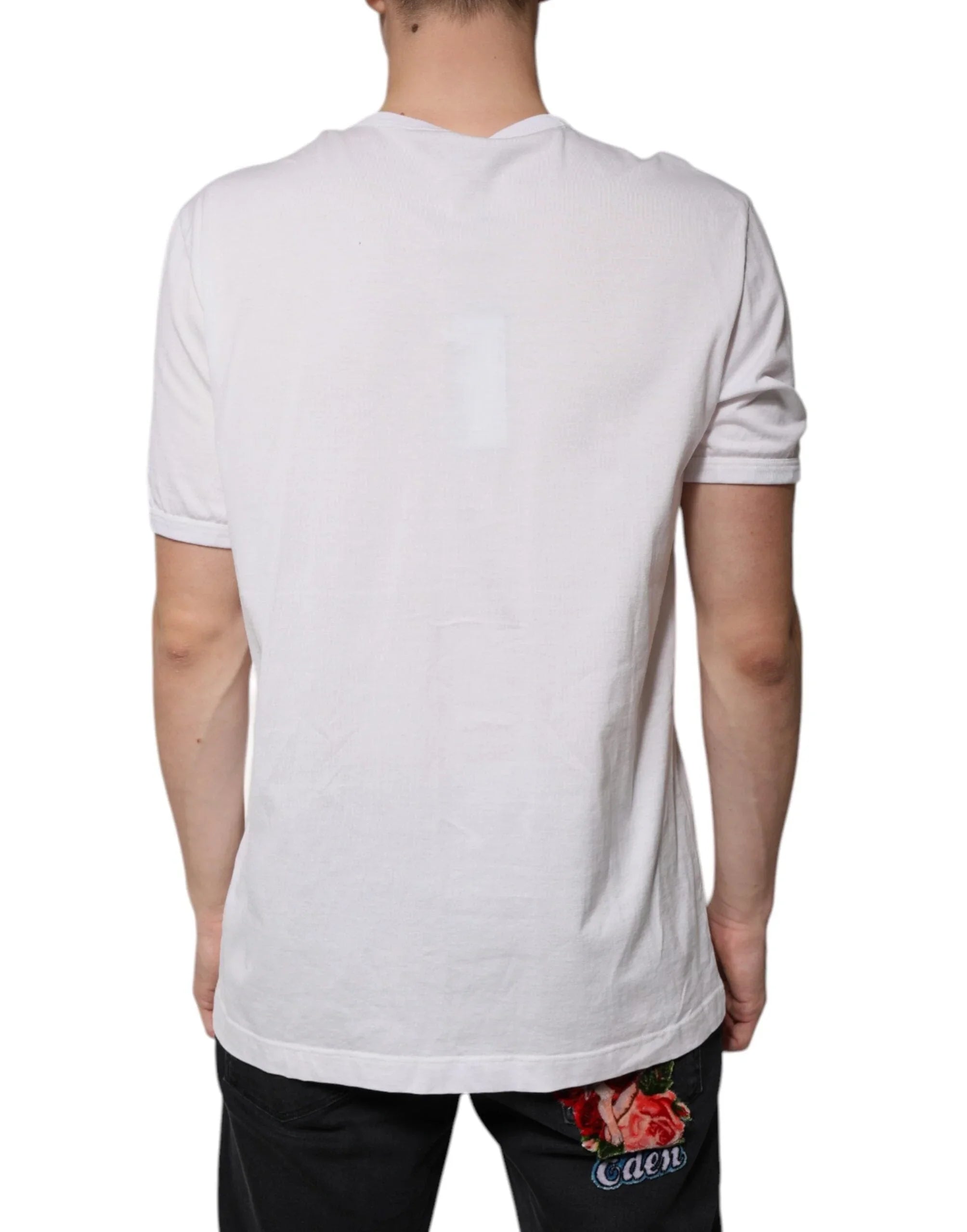 Dolce & Gabbana T-Shirts IT56 | XXL Dolce & Gabbana White Logo V-neck Short Sleeve T-shirt