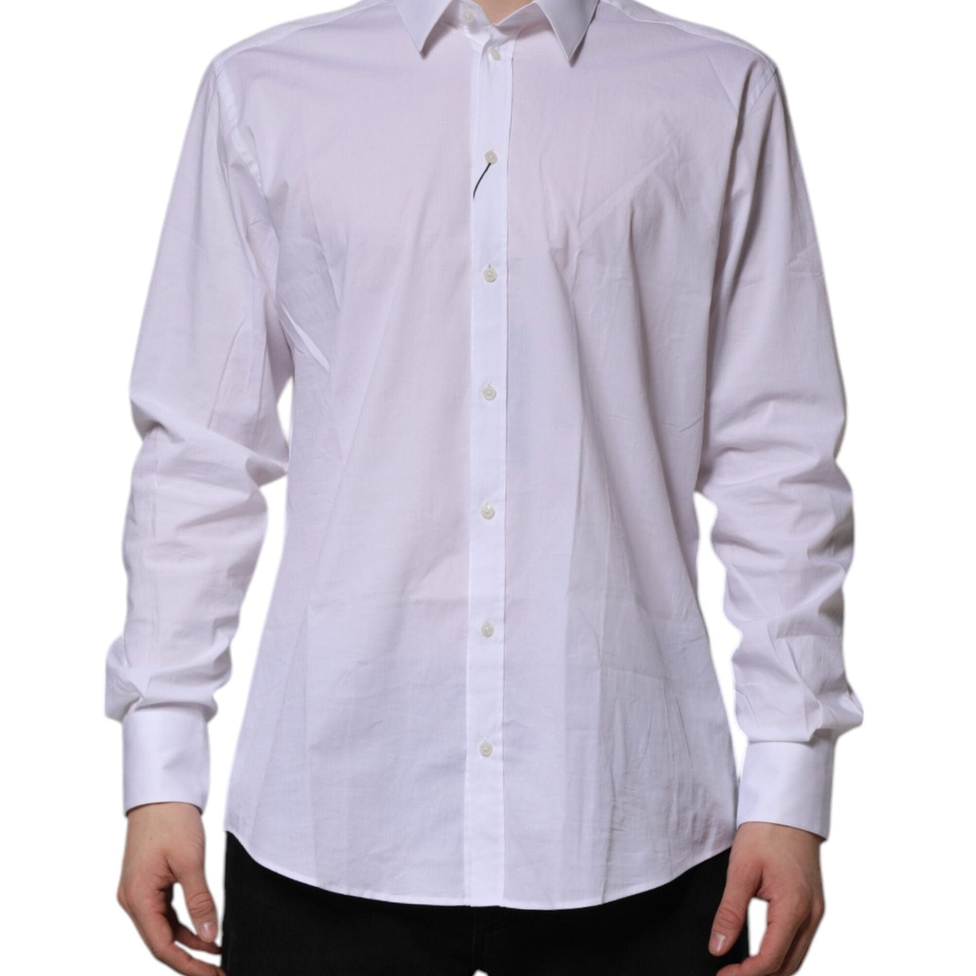 Dolce & Gabbana Dress Shirts IT42 | XL Dolce & Gabbana White MARTINI Long Sleeve Dress Formal Shirt