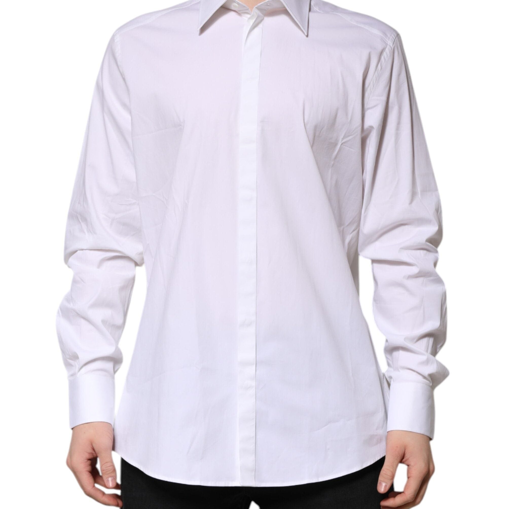 Dolce & Gabbana Dress Shirts IT43 | 2XL Dolce & Gabbana White MARTINI Long Sleeve Dress Formal Shirt