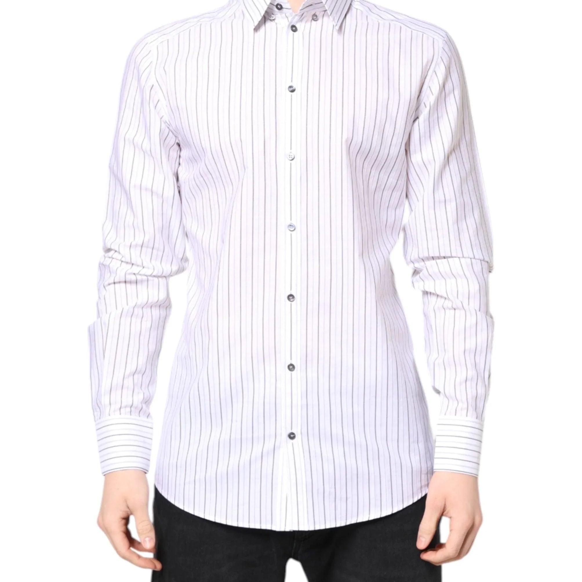 Dolce & Gabbana Dress Shirts IT40 | M Dolce & Gabbana White Stripes Cotton GOLD Formal Dress Shirt
