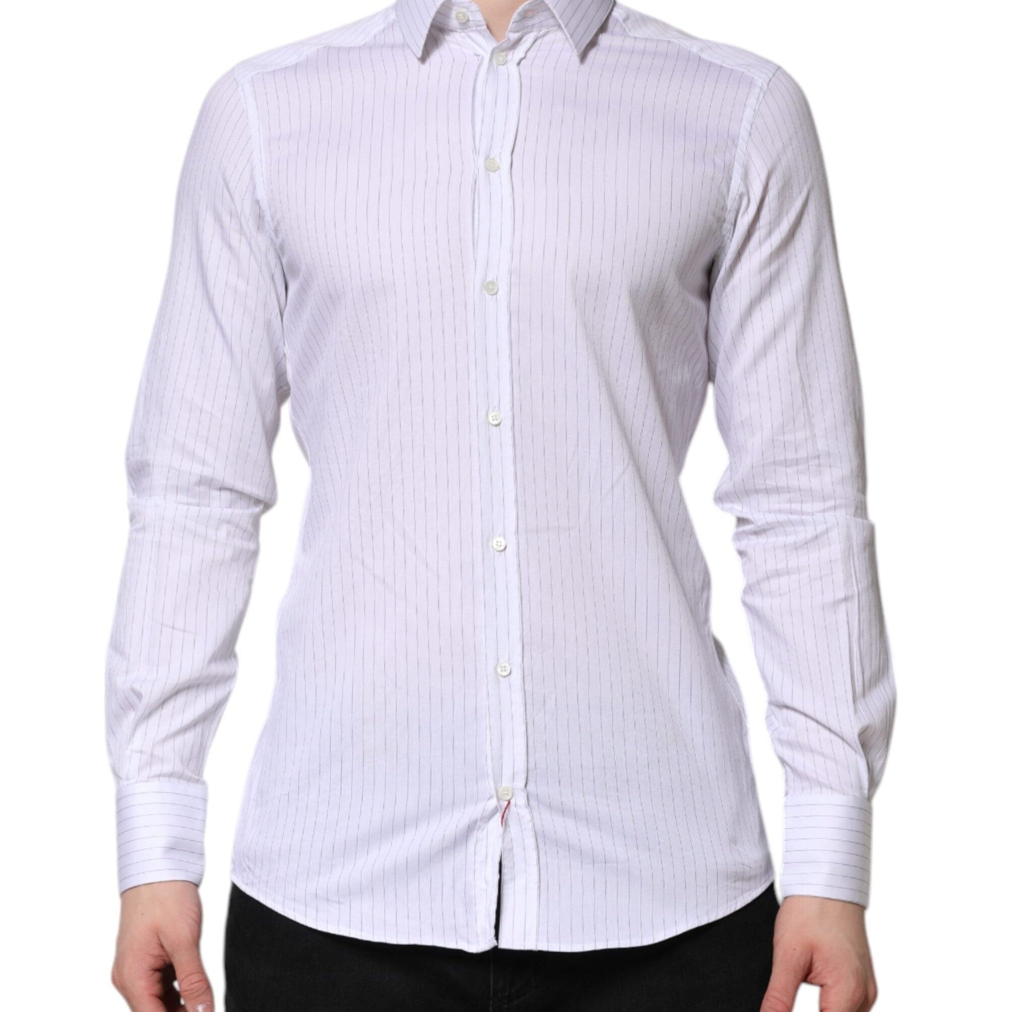 Dolce & Gabbana Dress Shirts IT38 | XS Dolce & Gabbana White Stripes Cotton Long Sleeve Formal Shirt