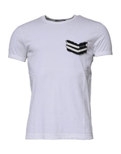 Dolce & Gabbana T-Shirts IT48 | M Dolce & Gabbana White Stripes Crew Neck Short Sleeves T-shirt