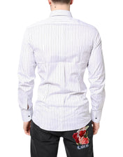 Dolce & Gabbana Dress Shirts IT39 | S Dolce & Gabbana White Stripes GOLD Cotton Formal Shirt