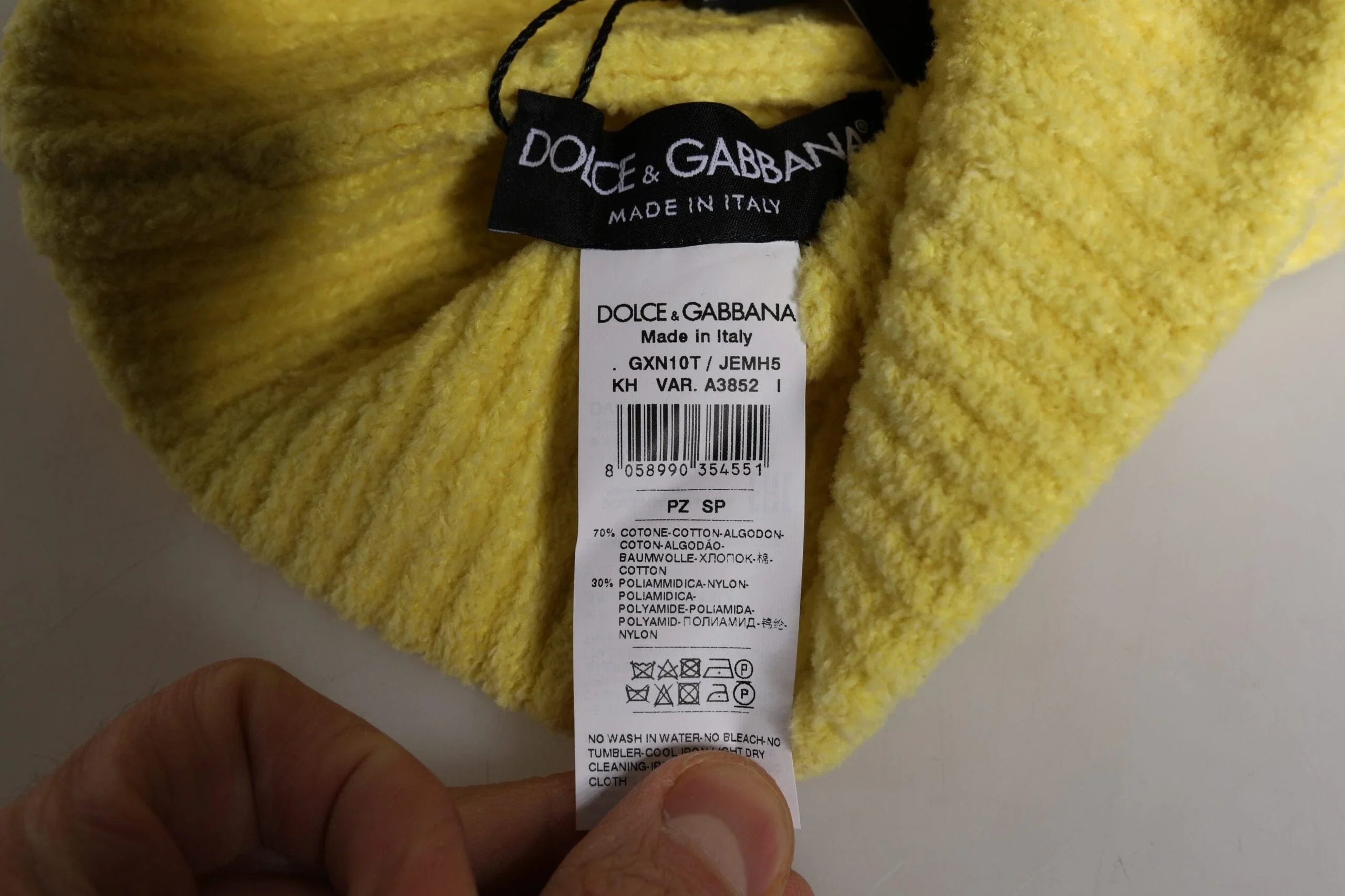 Dolce & Gabbana Dolce & Gabbana Yellow Cotton Knitted Winter Beanie Hat