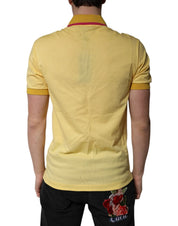 Dolce & Gabbana Premium Polos IT46 | S Dolce & Gabbana Yellow Cotton Logo Collared Polo T-shirt
