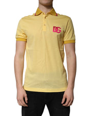 Dolce & Gabbana Premium Polos IT46 | S Dolce & Gabbana Yellow Cotton Logo Collared Polo T-shirt