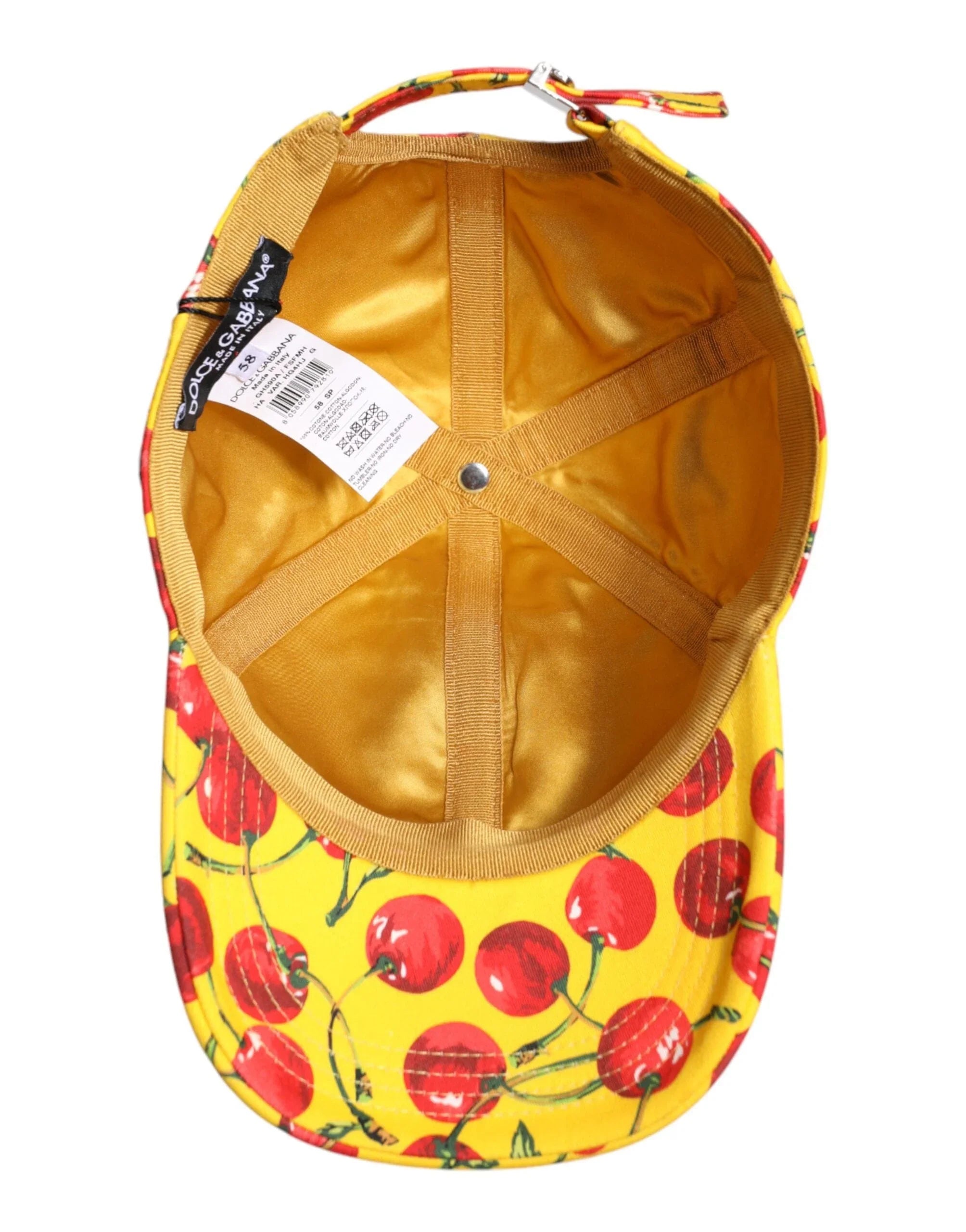 Dolce & Gabbana 58 cm|M Dolce & Gabbana Yellow Cotton Printed 6 Panels Baseball Cap