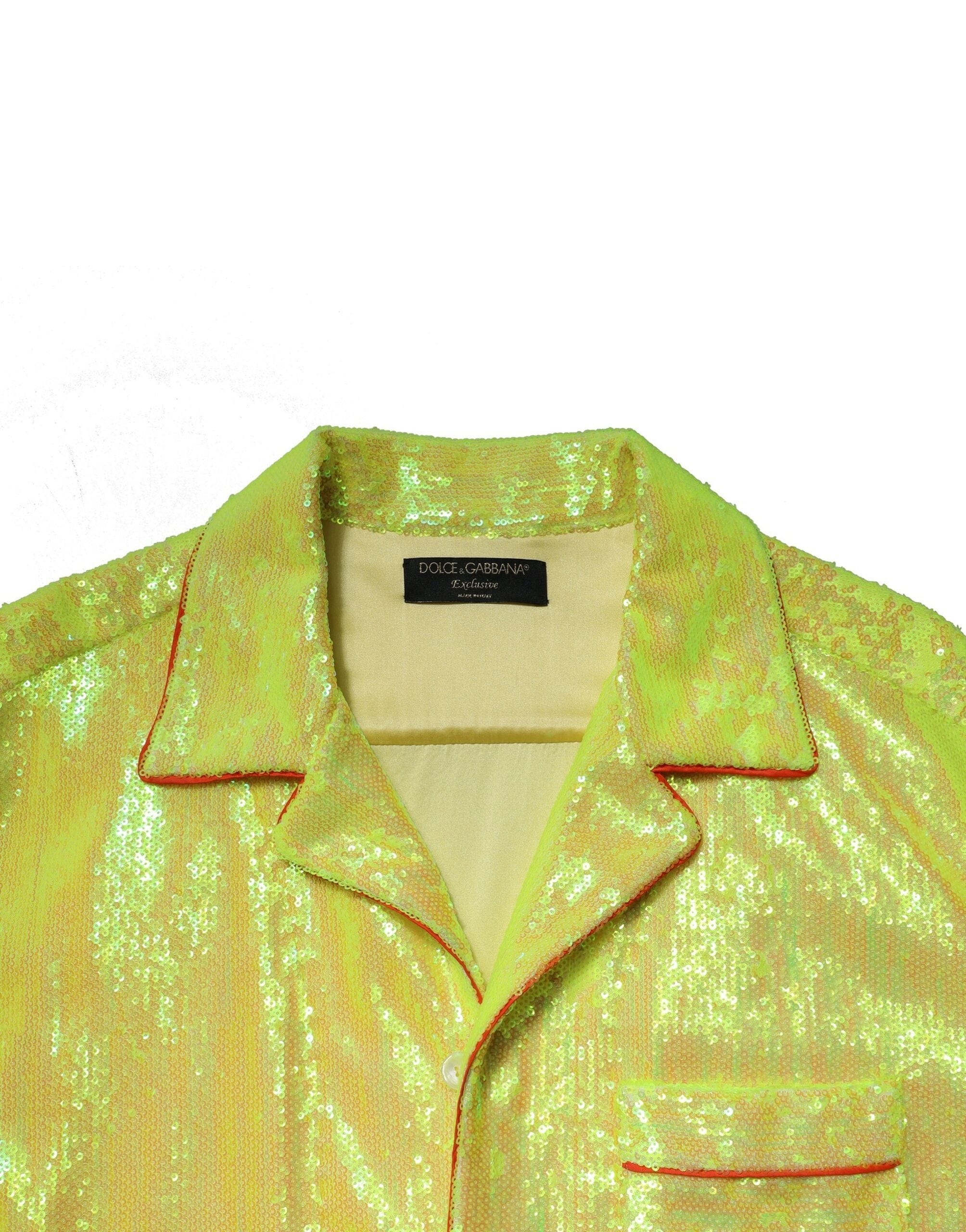 Dolce & Gabbana IT40 | M Dolce & Gabbana Yellow Sequin Polyester Lounge Casual Shirt