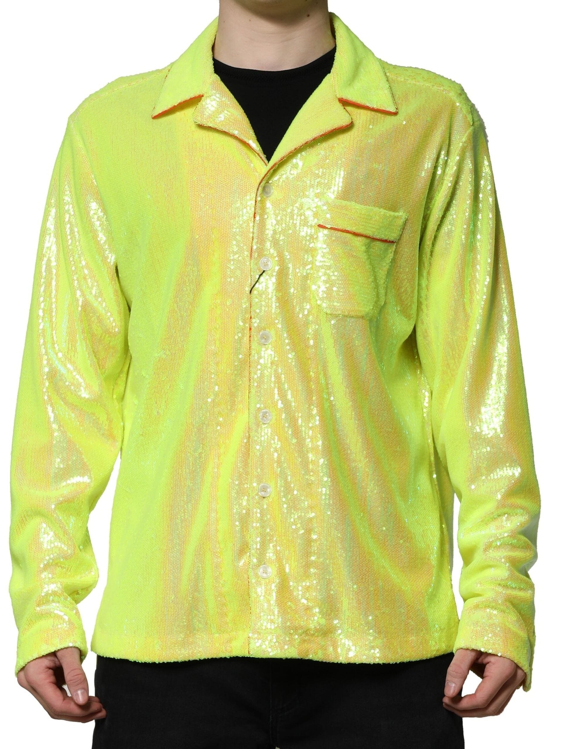 Dolce & Gabbana IT40 | M Dolce & Gabbana Yellow Sequin Polyester Lounge Casual Shirt