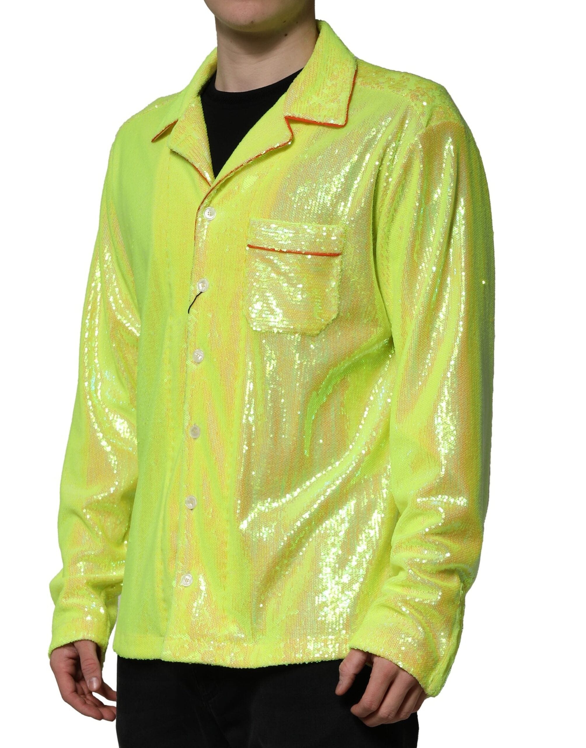 Dolce & Gabbana IT40 | M Dolce & Gabbana Yellow Sequin Polyester Lounge Casual Shirt