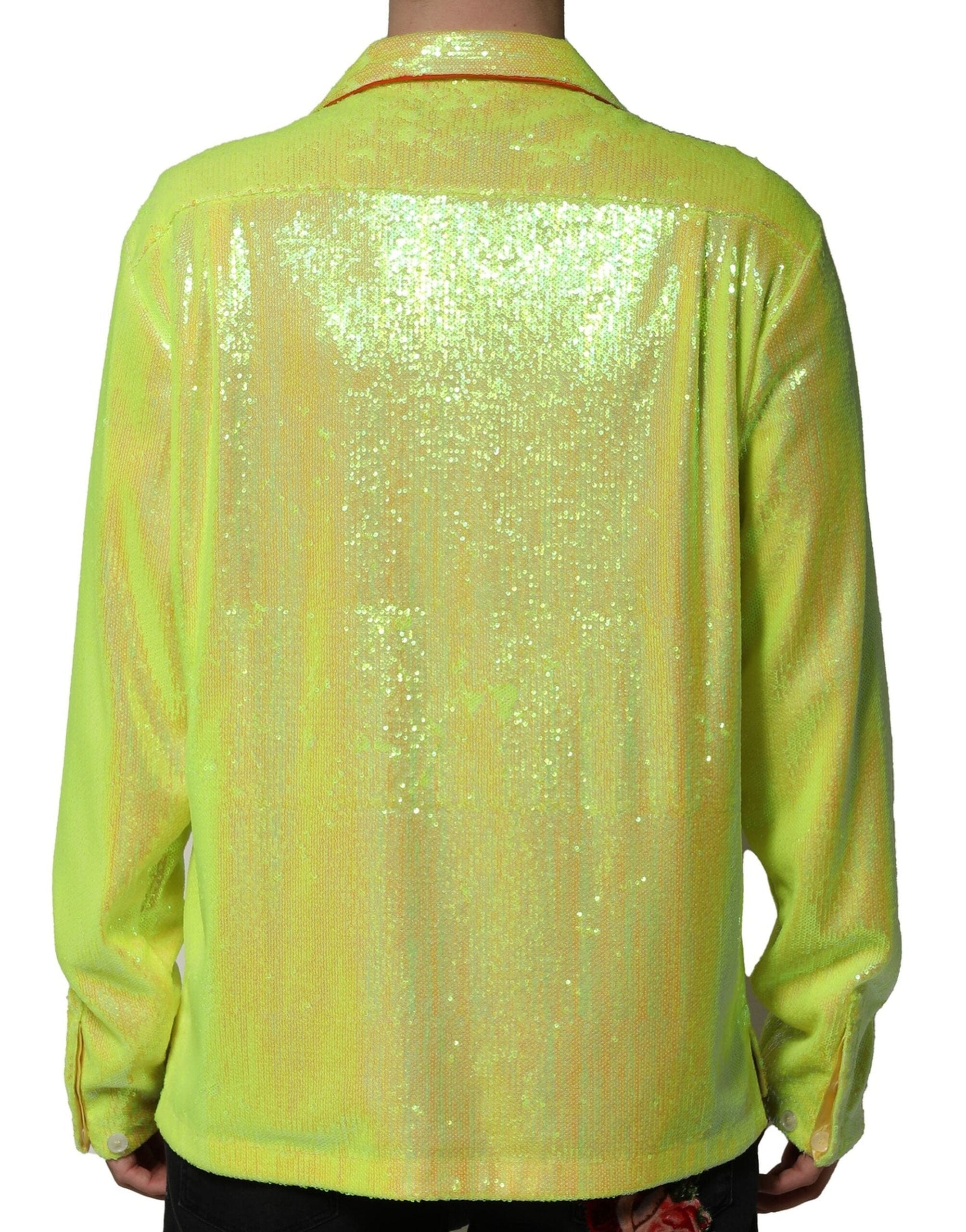 Dolce & Gabbana IT40 | M Dolce & Gabbana Yellow Sequin Polyester Lounge Casual Shirt