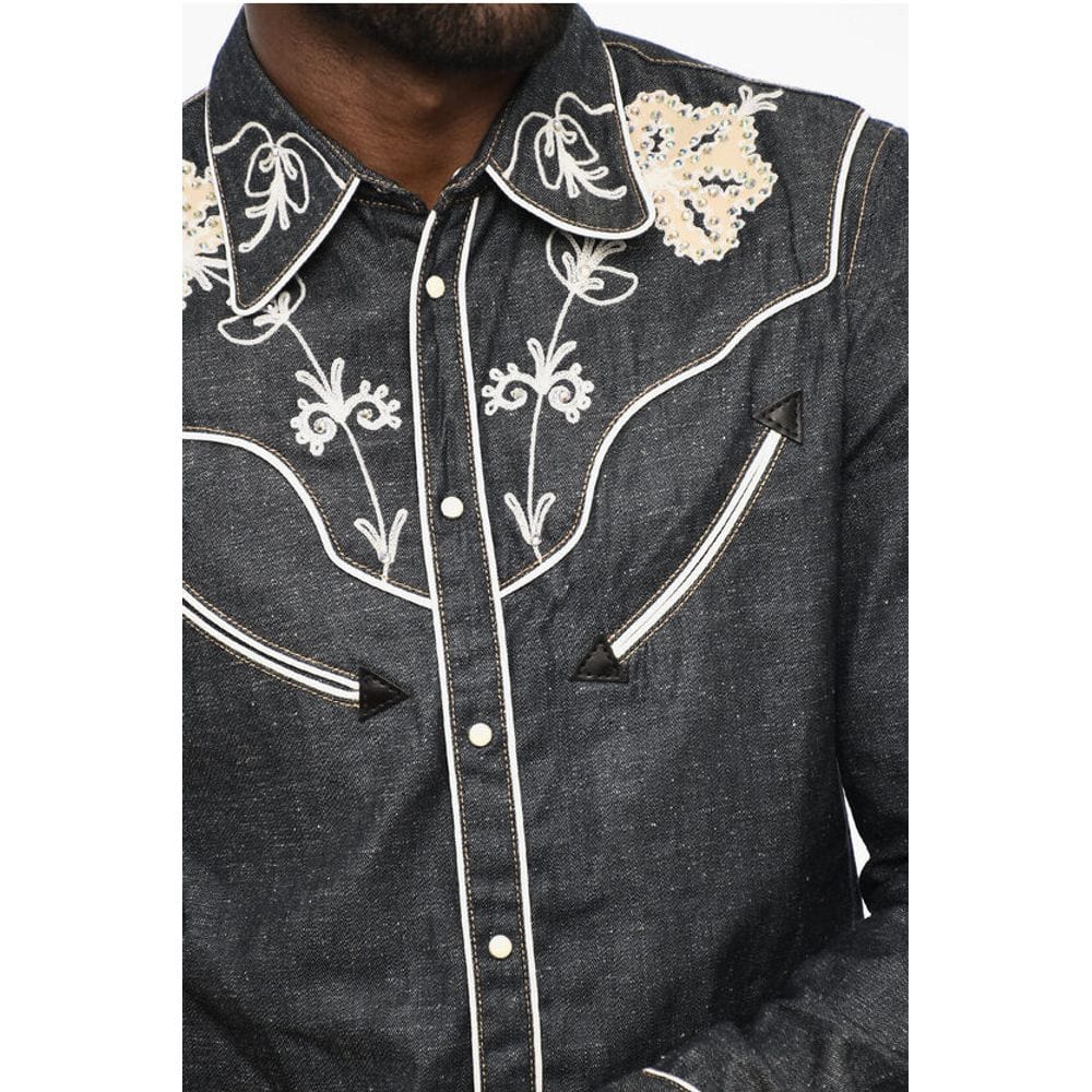 Dsquared² Premium Denim IT48 | M Dsquared² Rhinestone Denim Shirt