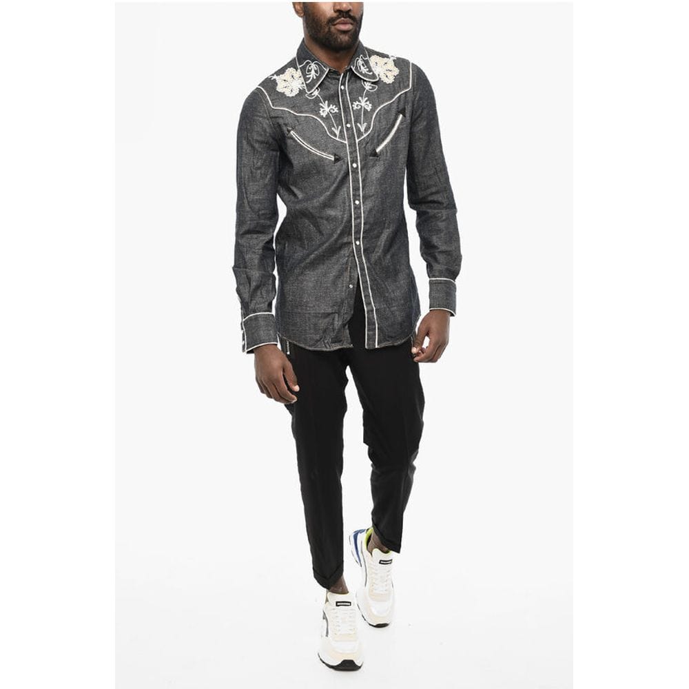 Dsquared² Premium Denim IT48 | M Dsquared² Rhinestone Denim Shirt