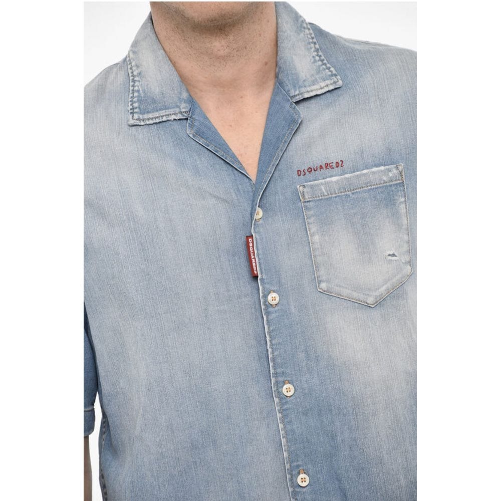 Dsquared² IT48 | M Dsquared² Vintage Effect Denim Shirt with Breast Pocket