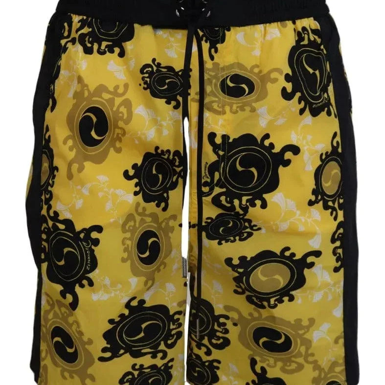 Dsquared² Swimsuits IT48 | M Dsquared² Yellow Black Printed Nylon Beachwear Shorts Swimwear