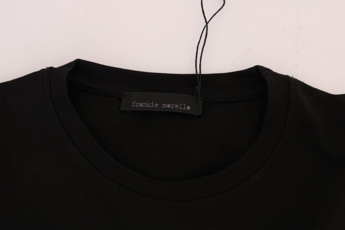 Frankie Morello T-Shirt S Frankie Morello Chic Black Crewneck Tee with 'RIDERS' Motif
