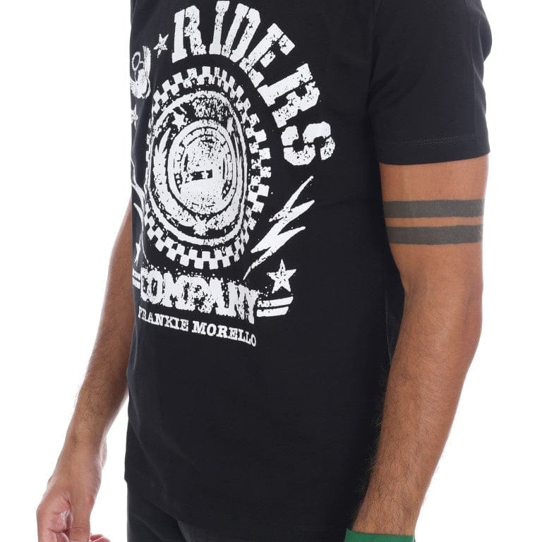 Frankie Morello T-Shirt S Frankie Morello Chic Black Crewneck Tee with 'RIDERS' Motif