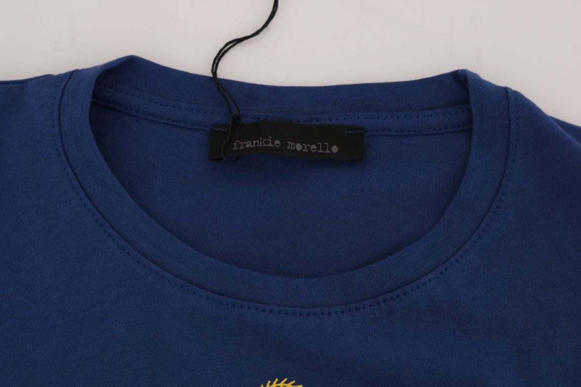 Frankie Morello T-Shirt Frankie Morello Stylish Blue Riders Motif Cotton Tee