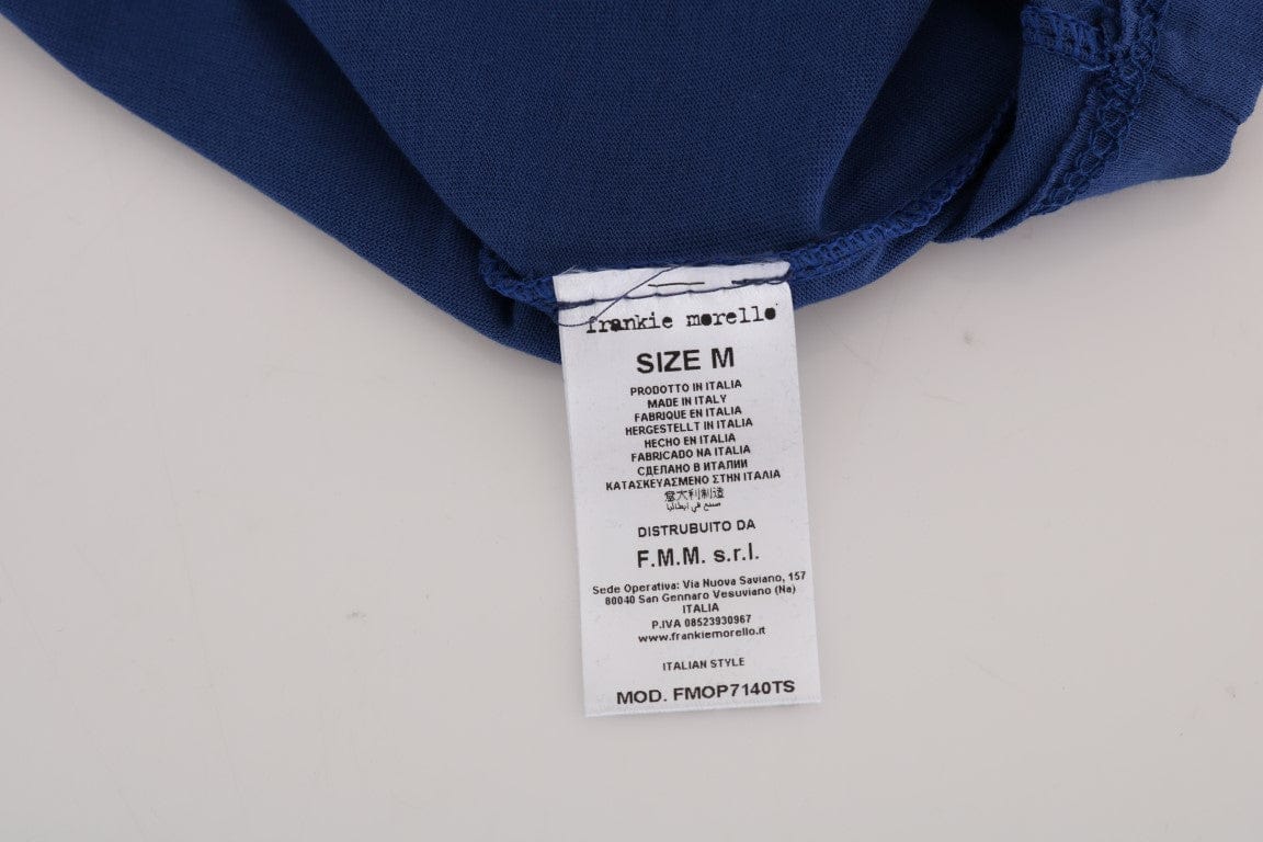 Frankie Morello T-Shirt Frankie Morello Stylish Blue Riders Motif Cotton Tee
