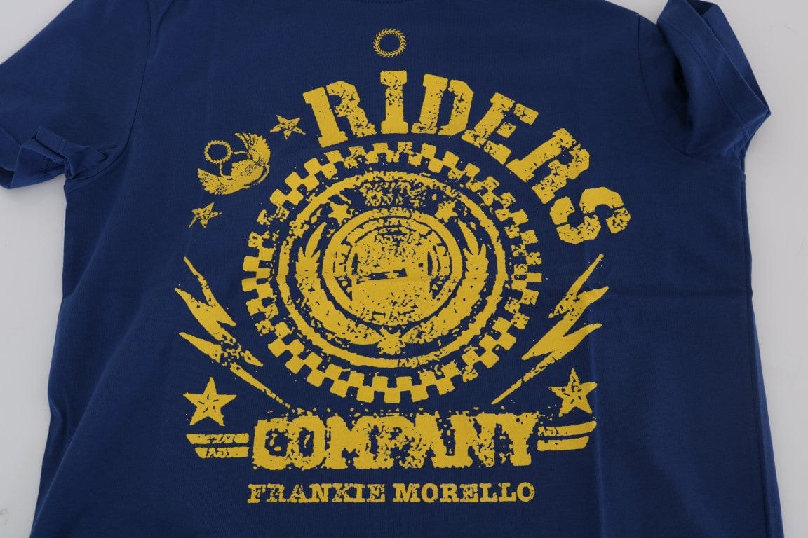 Frankie Morello T-Shirt Frankie Morello Stylish Blue Riders Motif Cotton Tee