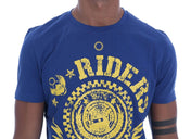 Frankie Morello T-Shirt Frankie Morello Stylish Blue Riders Motif Cotton Tee