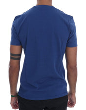 Frankie Morello T-Shirt Frankie Morello Stylish Blue Riders Motif Cotton Tee