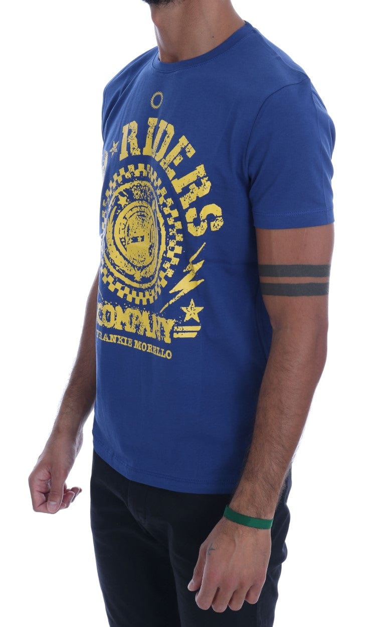 Frankie Morello T-Shirt Frankie Morello Stylish Blue Riders Motif Cotton Tee
