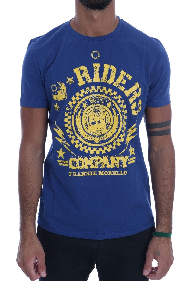 Frankie Morello T-Shirt Frankie Morello Stylish Blue Riders Motif Cotton Tee