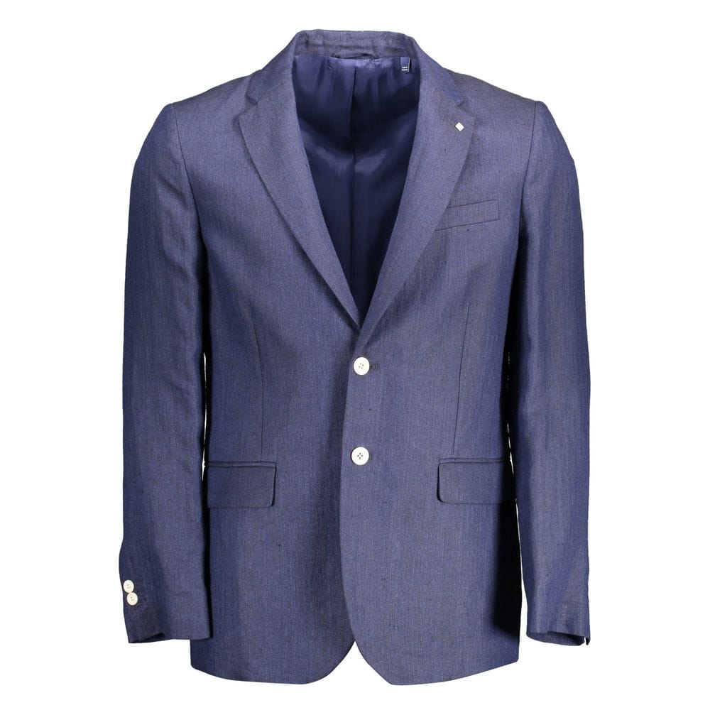 Gant Jackets Gant Blue Linen Men Jacket