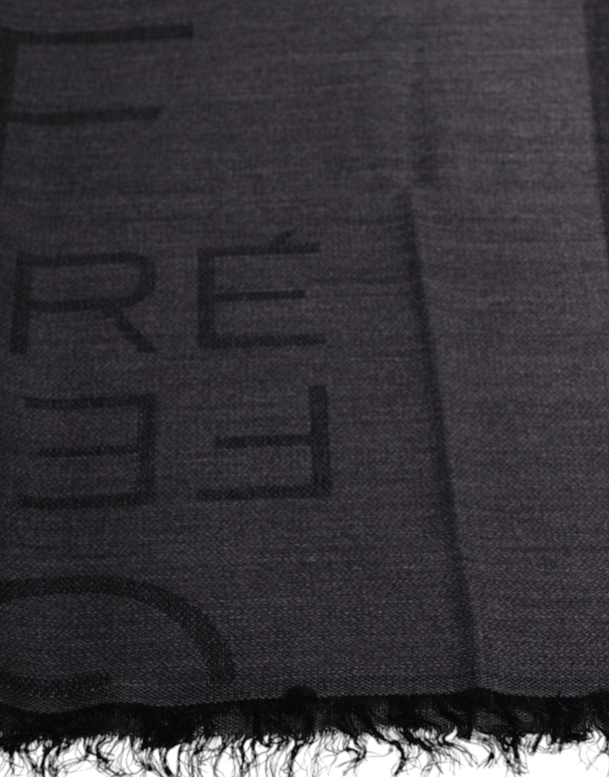 GF Ferre Scarves GF Ferre Dark Gray Wool Viscose Foulard Patterned Scarf