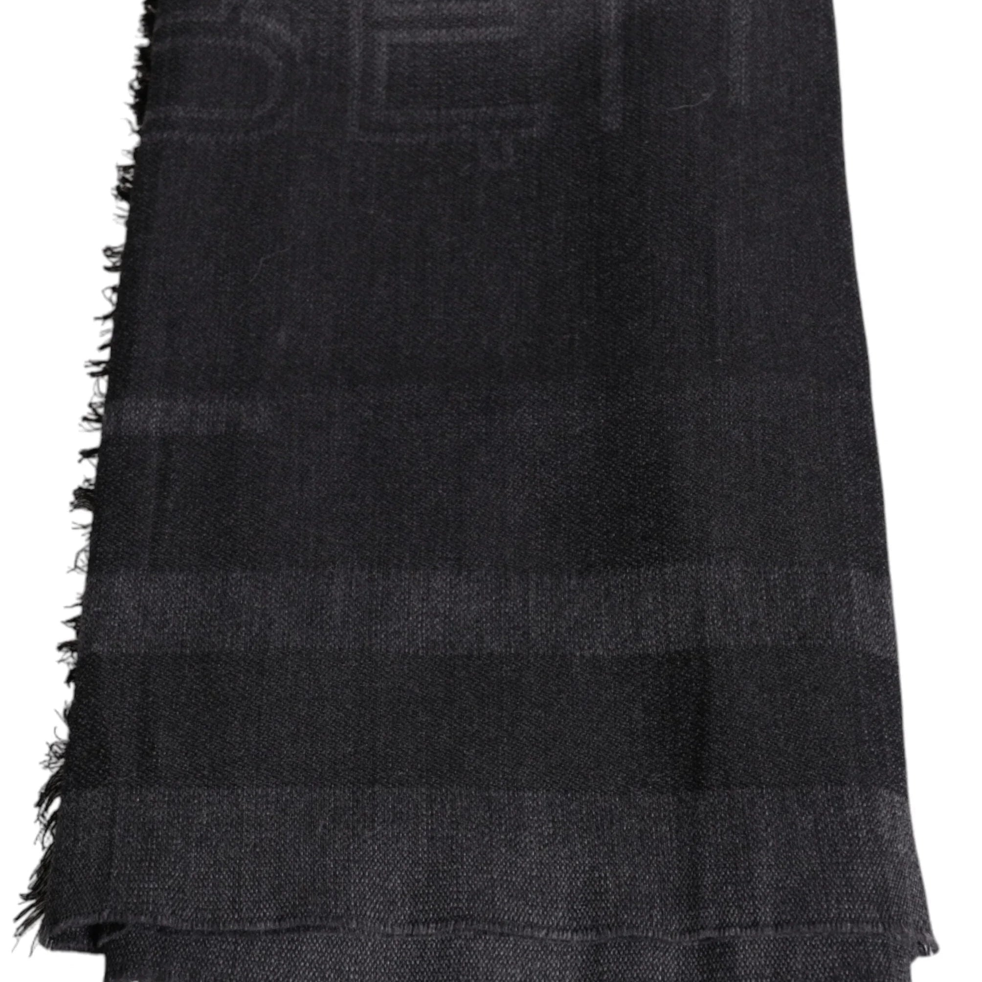 GF Ferre Scarves GF Ferre Dark Gray Wool Viscose Foulard Patterned Scarf