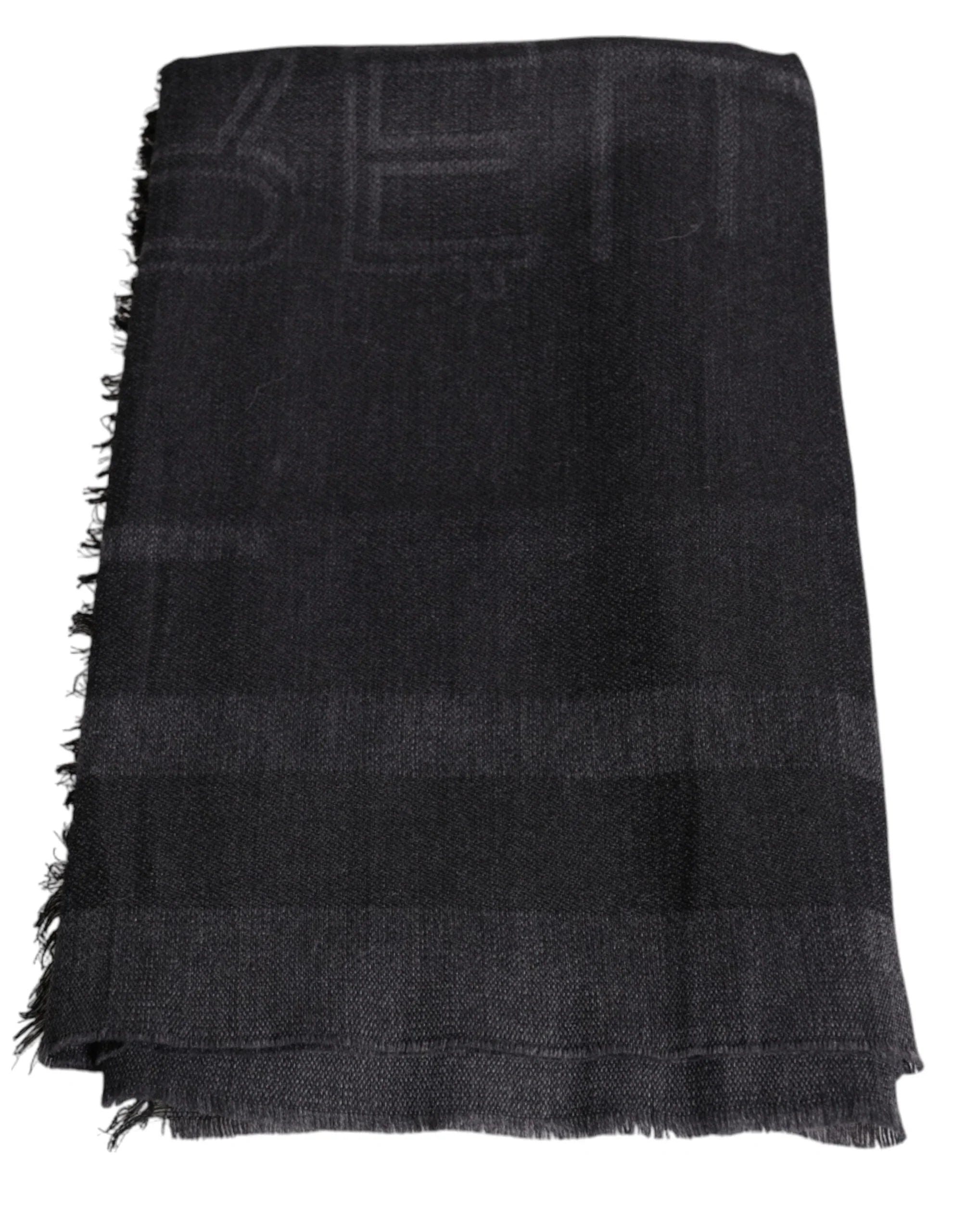 GF Ferre Scarves GF Ferre Dark Gray Wool Viscose Foulard Patterned Scarf
