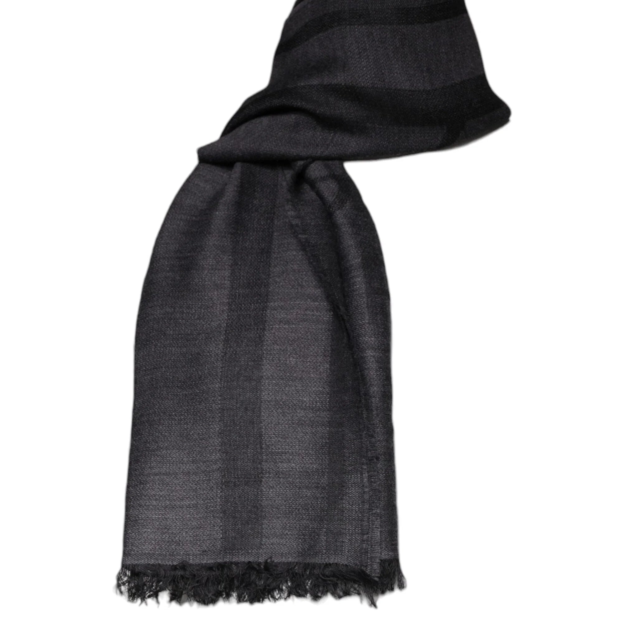 GF Ferre Scarves GF Ferre Dark Gray Wool Viscose Foulard Patterned Scarf