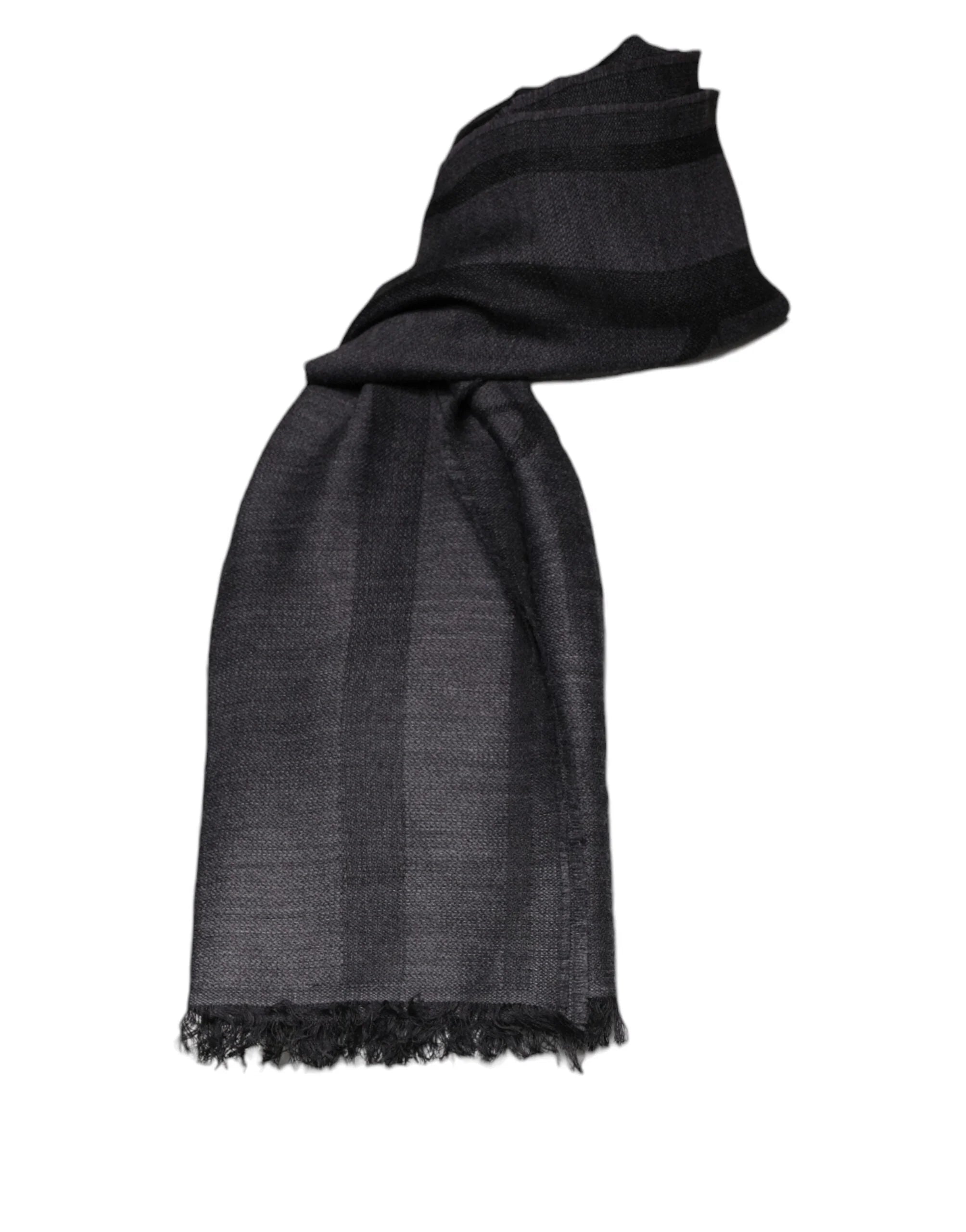 GF Ferre Scarves GF Ferre Dark Gray Wool Viscose Foulard Patterned Scarf