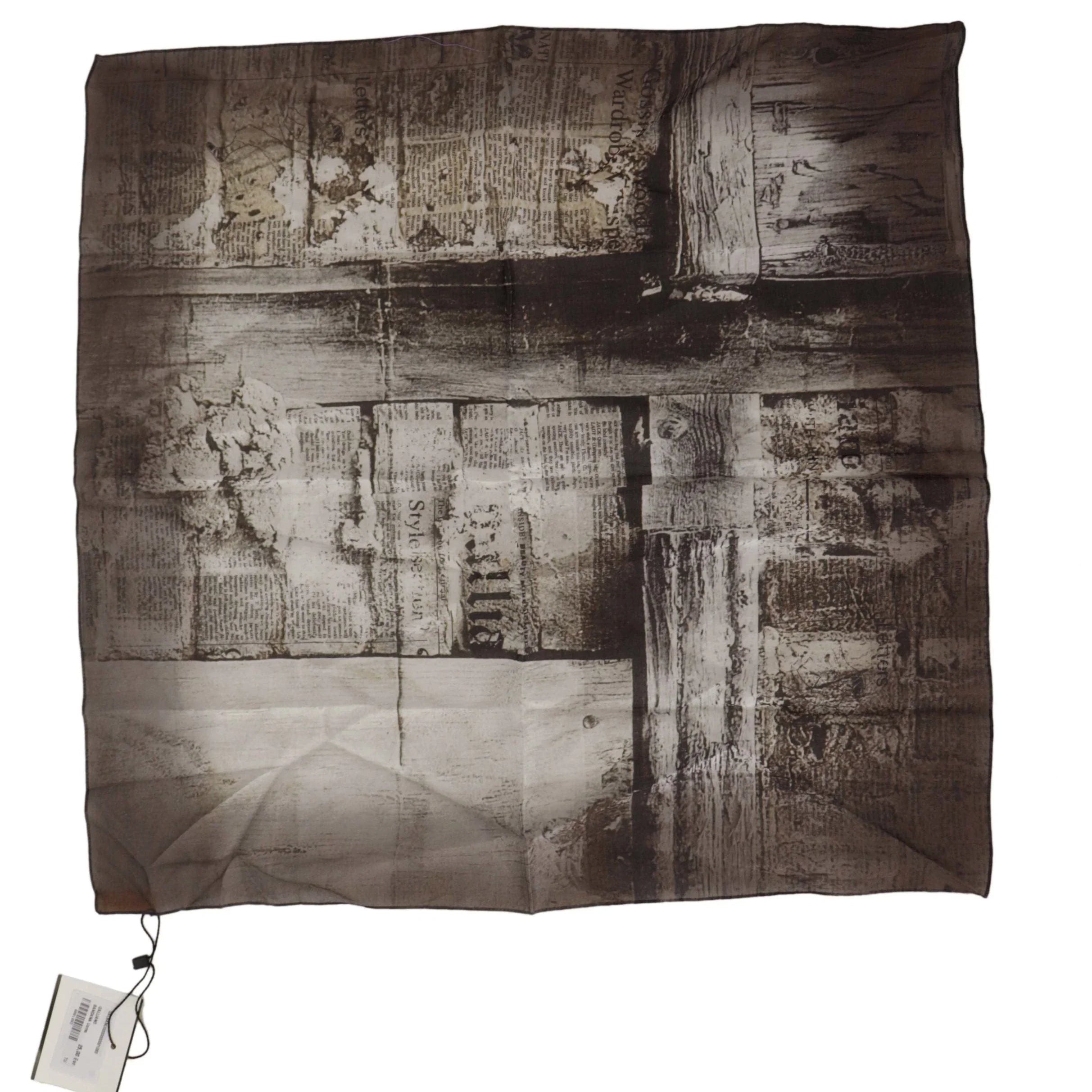 John Galliano Scarves John Galliano Elegant Newspaper Print Cotton Scarf