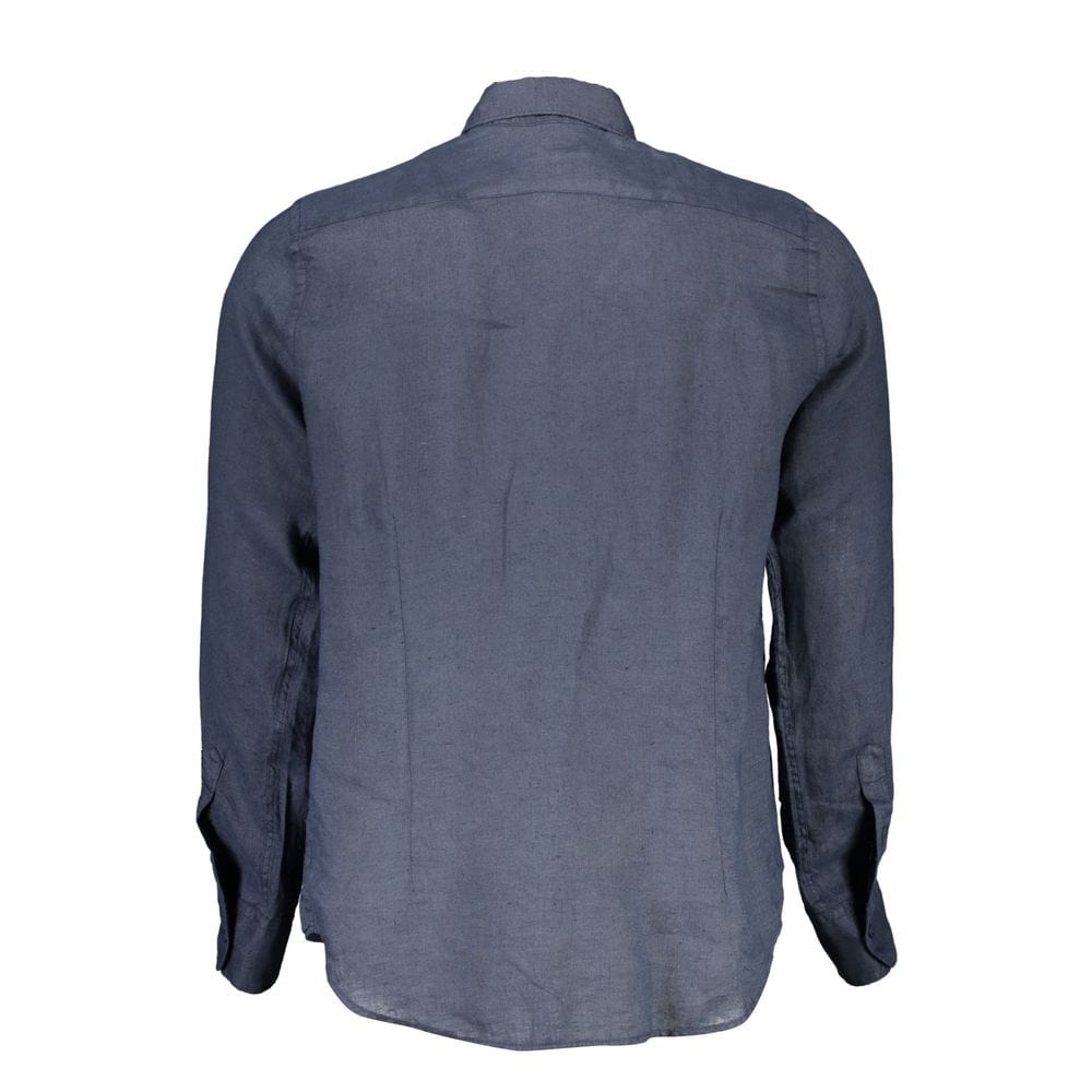 La Martina Premium Polos La Martina Blue Linen Men Shirt