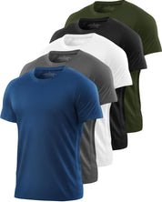 5 Pack Mesh Workout Shirts for Men Dry Fit Gym Shirts Quick Dry Athletic Short Sleeve T-Shirt Moisture Wicking X-Large 1 Black 1 Gray 1 White 1 Blue 1 Green