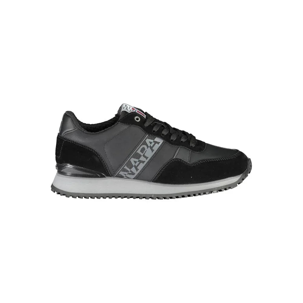 US8 Napapijri Sleek Black Contrast Lace Sneakers
