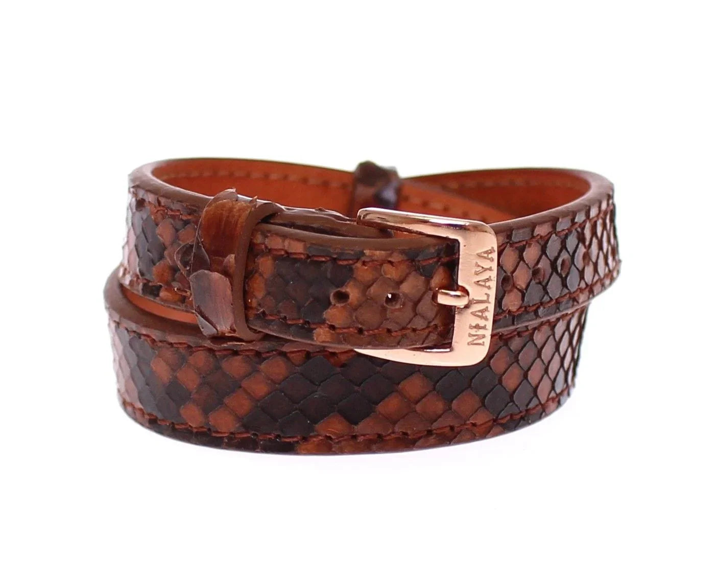 Nialaya Bracelets S Nialaya Chic Snakeskin Leather & Gold Cuff Bracelet