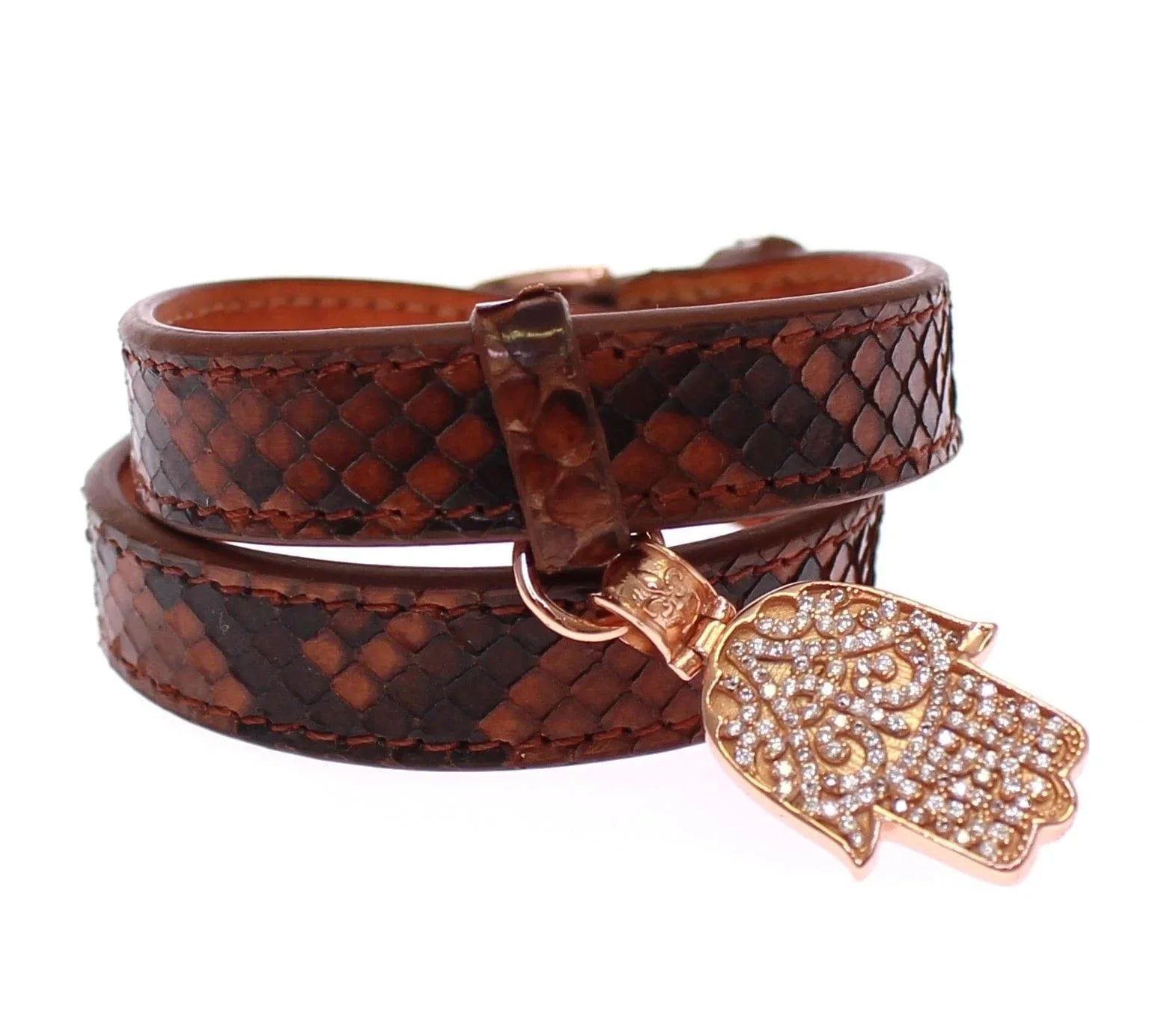 Nialaya Bracelets S Nialaya Chic Snakeskin Leather & Gold Cuff Bracelet