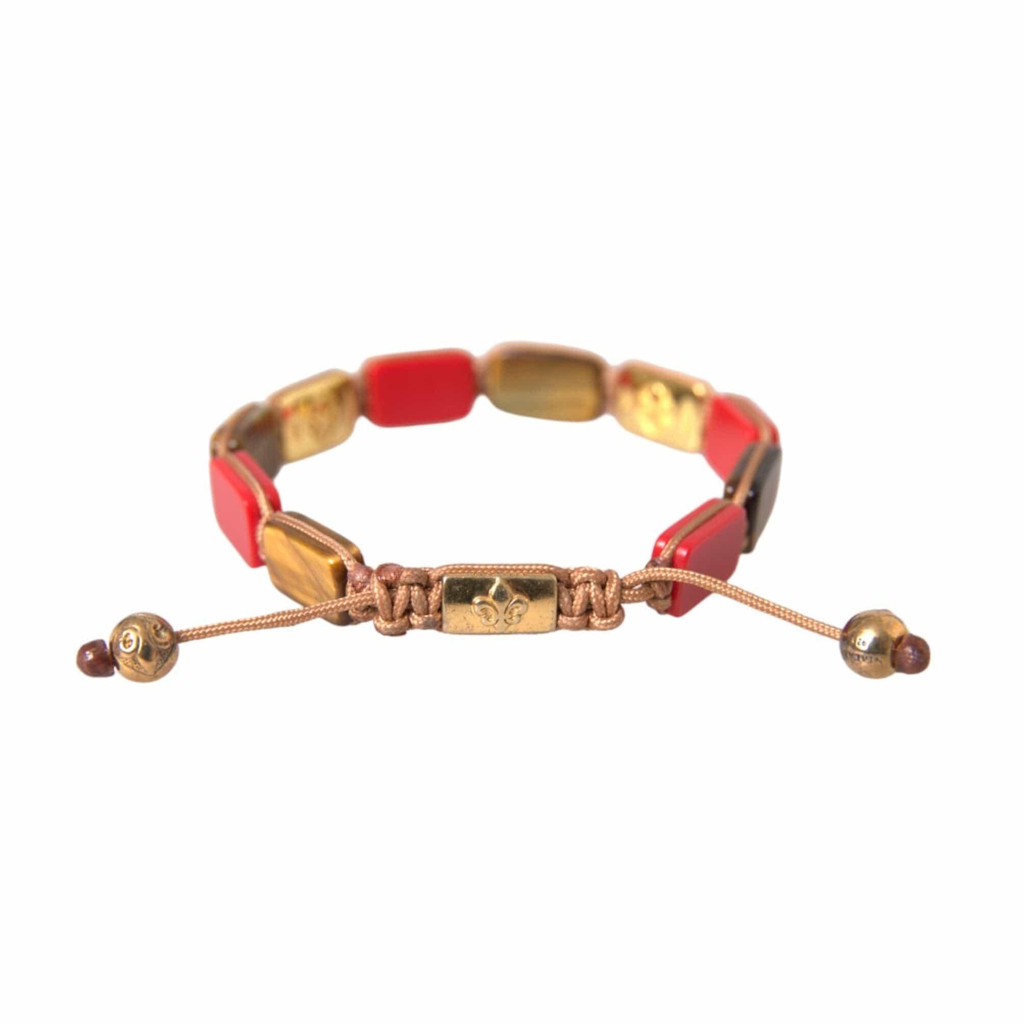 Nialaya Bracelets L Nialaya CZ Tiger Eye Red Coral 925 Silver Men Bracelet